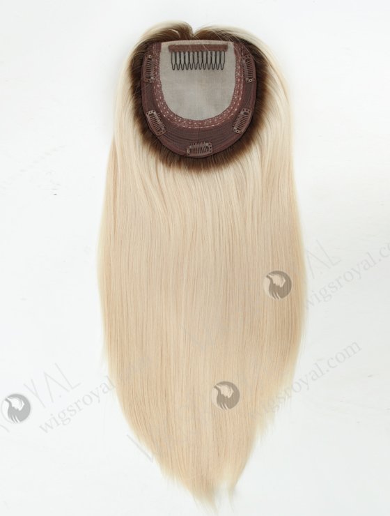 In Stock European Virgin Hair 16" One Length Straight T9/White Color 5.5"×5.5" Silk Top Wefted Kosher Topper-025