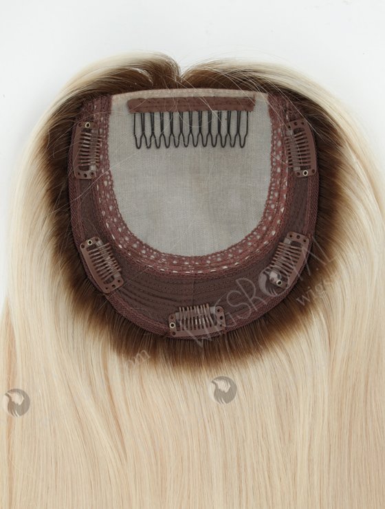 In Stock European Virgin Hair 16" One Length Straight T9/White Color 5.5"×5.5" Silk Top Wefted Kosher Topper-025-18443