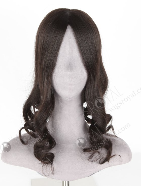In Stock European Virgin Hair 18" Beach Wave Natural Color 7"×7" Silk Top Wefted Hair Topper-018-18424