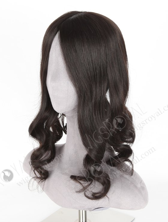 In Stock European Virgin Hair 18" Beach Wave Natural Color 7"×7" Silk Top Wefted Hair Topper-018-18425