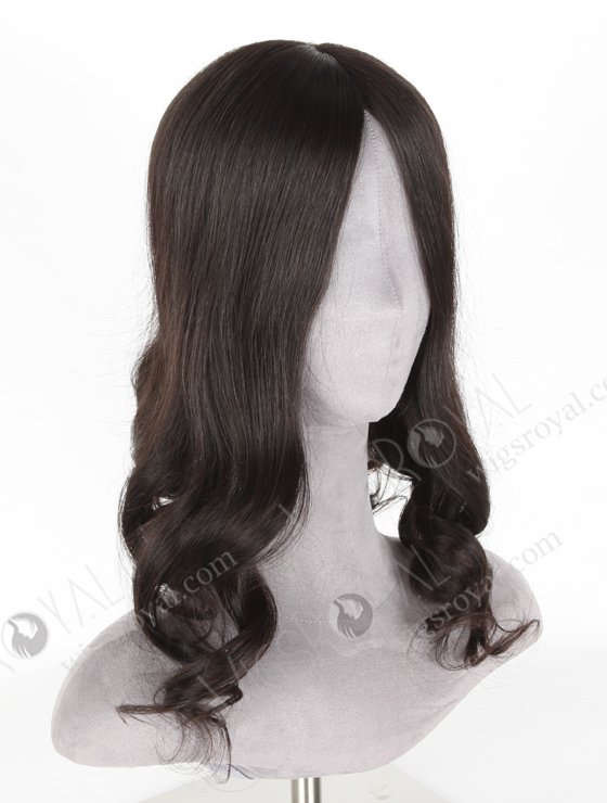 In Stock European Virgin Hair 18" Beach Wave Natural Color 7"×7" Silk Top Wefted Hair Topper-018-18426