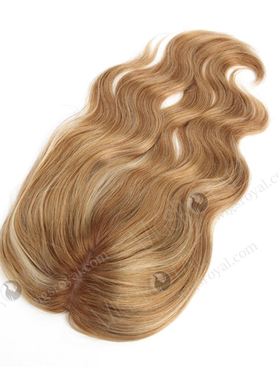 Brown Color Highlight White Color Slight Wave All One Length Human Hair Topper WR-TC-062-18499