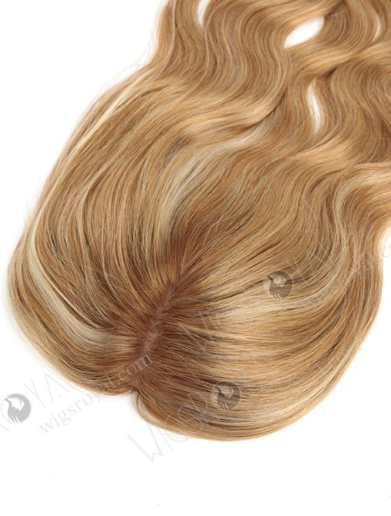 Brown Color Highlight White Color Slight Wave All One Length Human Hair Topper WR-TC-062-18500