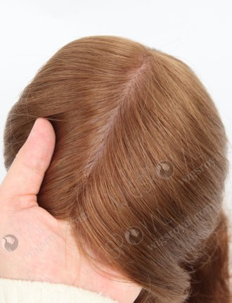 Realistic Hair Parting Medium Golden Brown Full Silk Base With PU Topper WR-TC-064