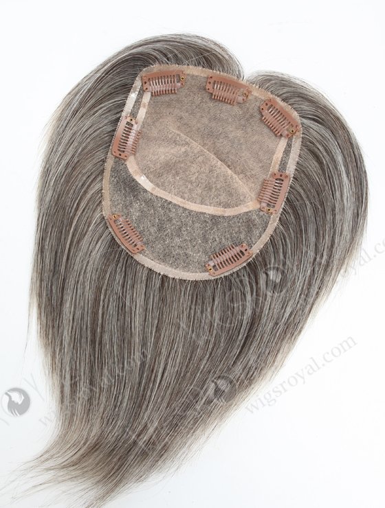 Short Mongolian Human Hair Grey Color Volume Silk Topper Hairpiece WR-TC-065-18572