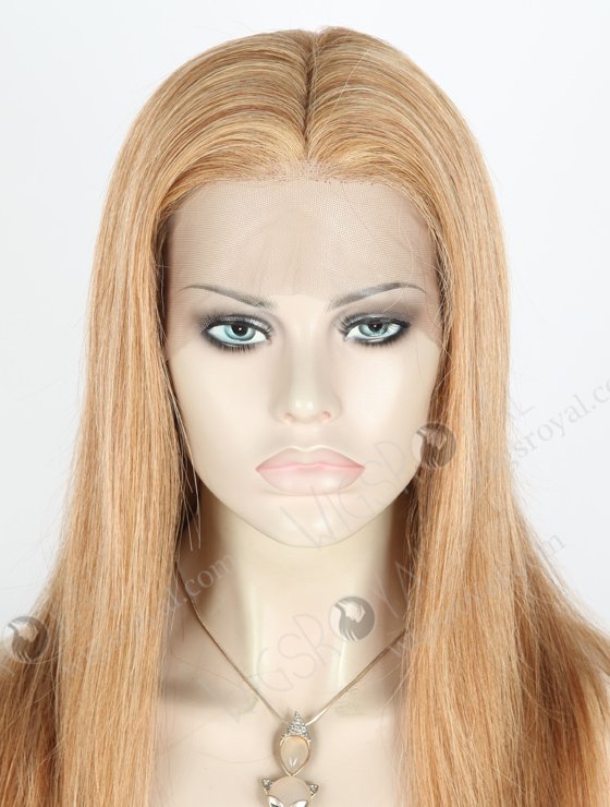 Light Brown Highlight Color 18'' Peruvian Virgin Hair Straight Full Lace Wigs WR-LW-122-18636