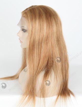Light Brown Highlight Color 18'' Peruvian Virgin Hair Straight Full Lace Wigs WR-LW-122