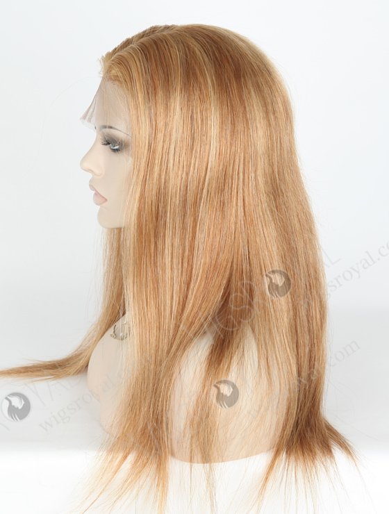 Light Brown Highlight Color 18'' Peruvian Virgin Hair Straight Full Lace Wigs WR-LW-122-18644