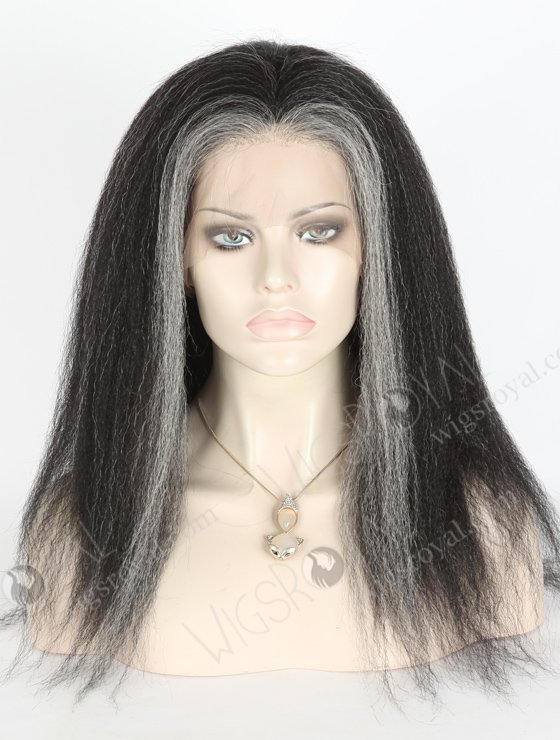 Grey Color Peruvian Virgin Hair Kinky Straight Full Lace Wigs WR-LW-124-18658