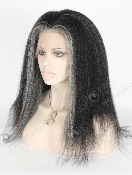 Grey Color Peruvian Virgin Hair Kinky Straight Full Lace Wigs WR-LW-124-18657