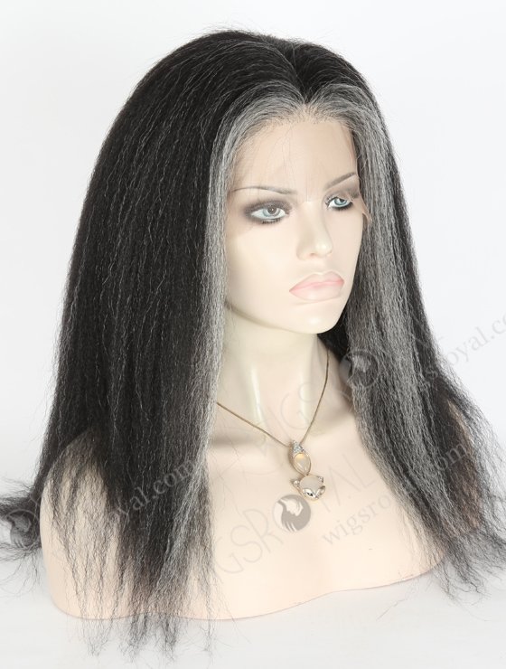 Grey Color Peruvian Virgin Hair Kinky Straight Full Lace Wigs WR-LW-124-18664