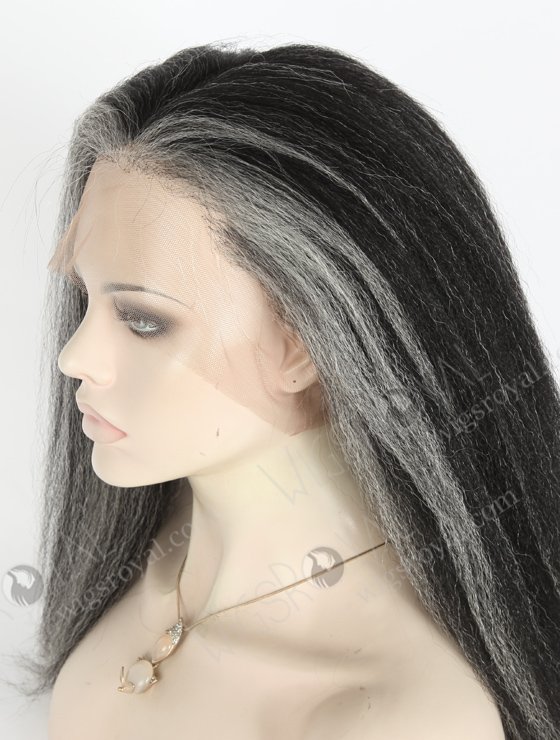 Grey Color Peruvian Virgin Hair Kinky Straight Full Lace Wigs WR-LW-124-18665