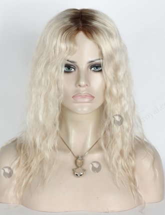 Root Brown With White Color European Virgin Silk Top Glueless Wigs WR-GL-058