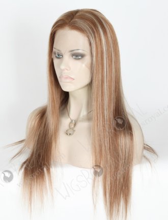 Brown Highlight Bayalage Color Human Hair Full Lace Wigs With Wide Elastic Band WR-LW-120