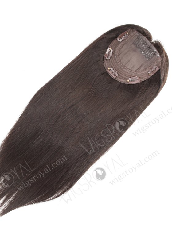 In Stock European Virgin Hair 16" Straight 2# Color 5.5"×5.5" Silk Top Wefted Kosher Topper-078-19179