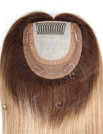 In Stock European Virgin Hair 16" straight B116 Color 5.5"×5.5" Silk Top Wefted Hair Topper-080