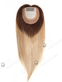 In Stock European Virgin Hair 16" straight B116 Color 5.5"×5.5" Silk Top Wefted Hair Topper-080