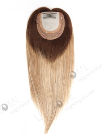 In Stock European Virgin Hair 16" straight B116 Color 5.5"×5.5" Silk Top Wefted Hair Topper-080