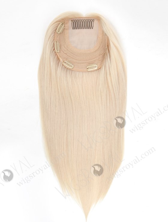 Clip On Volume Topper Hairpiece 7 x 7 for Thinning Crown 16 Inch White Blonde European Hair Topper-077-19205