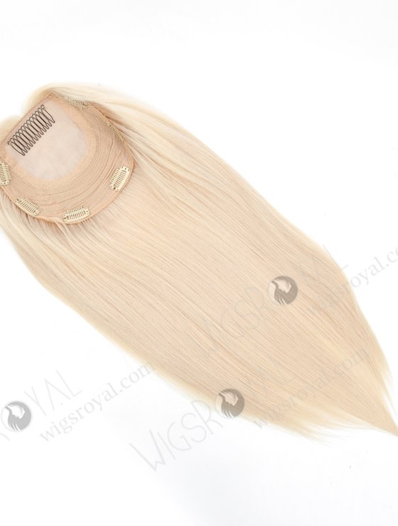 In Stock European Virgin Hair 16" Straight White Color 7"×7" Silk Top Wefted Topper-077-19206