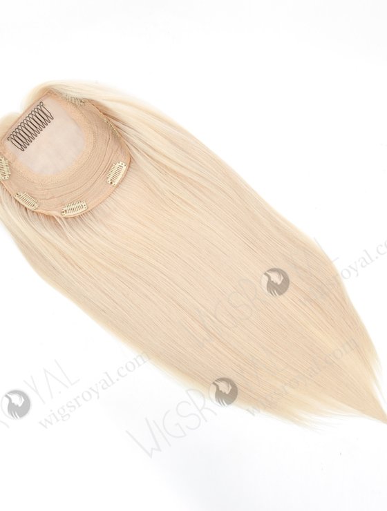 Clip On Volume Topper Hairpiece 7 x 7 for Thinning Crown 16 Inch White Blonde European Hair Topper-077-19206