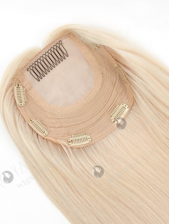 In Stock European Virgin Hair 16" Straight White Color 7"×7" Silk Top Wefted Topper-077-19208