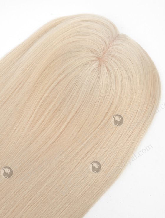 Clip On Volume Topper Hairpiece 7 x 7 for Thinning Crown 16 Inch White Blonde European Hair Topper-077-19211