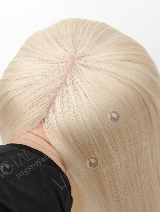 In Stock European Virgin Hair 16" Straight White Color 7"×7" Silk Top Wefted Topper-077-19212