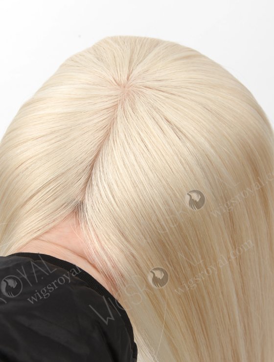 In Stock European Virgin Hair 16" straight White Color 5.5"×5.5" Silk Top Wefted Hair Topper-079-19186
