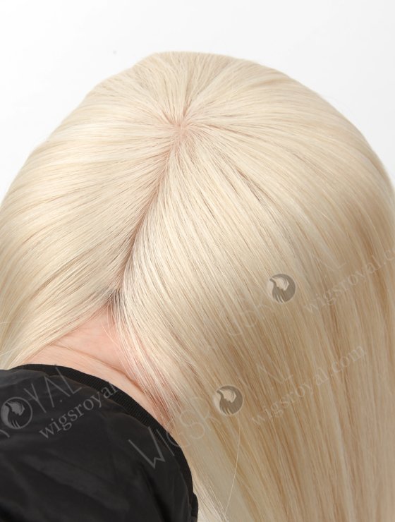 In Stock European Virgin Hair 16" straight White Color 5.5"×5.5" Silk Top Wefted Hair Topper-079-19186