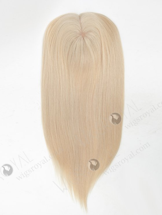 In Stock European Virgin Hair 16" straight White Color 5.5"×5.5" Silk Top Wefted Hair Topper-079-19185