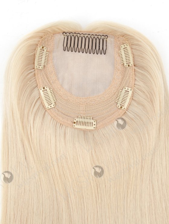 In Stock European Virgin Hair 16" straight White Color 5.5"×5.5" Silk Top Wefted Hair Topper-079-19190