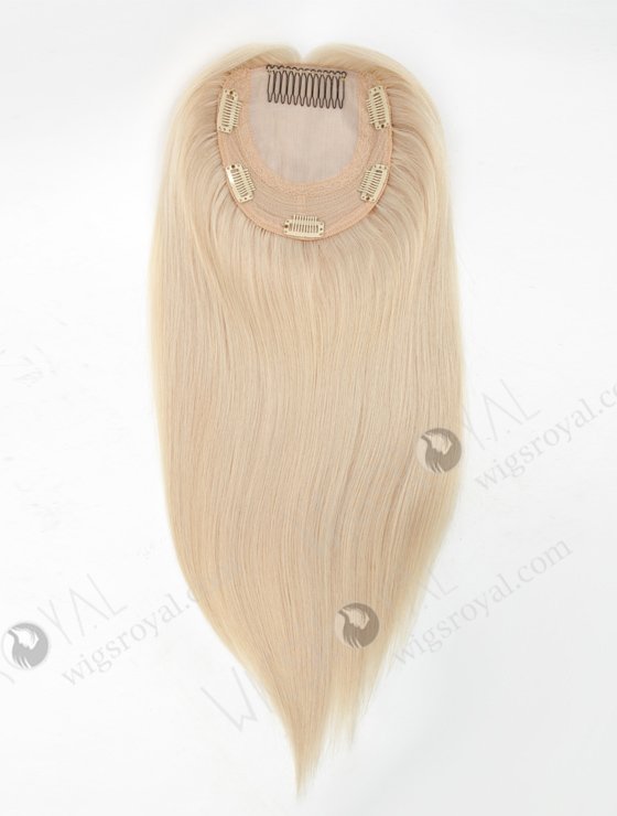 In Stock European Virgin Hair 16" straight White Color 5.5"×5.5" Silk Top Wefted Hair Topper-079-19189