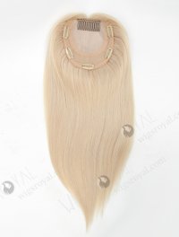 In Stock European Virgin Hair 16" straight White Color 5.5"×5.5" Silk Top Wefted Hair Topper-079