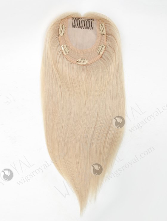 In Stock European Virgin Hair 16" straight White Color 5.5"×5.5" Silk Top Wefted Hair Topper-079