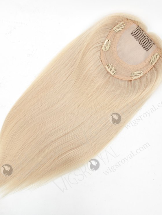 In Stock European Virgin Hair 16" straight White Color 5.5"×5.5" Silk Top Wefted Hair Topper-079-19191