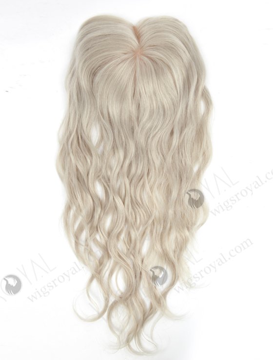 Platinum Gray Hair Pieces Toppers for Older Ladies Quality Real Hair | In Stock 5"*5.5" European Virgin Hair 14" Slight Wave Silver Color Silk Top Hair Topper-081-19269