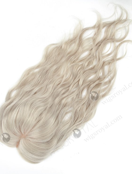 Platinum Gray Hair Pieces Toppers for Older Ladies Quality Real Hair | In Stock 5"*5.5" European Virgin Hair 14" Slight Wave Silver Color Silk Top Hair Topper-081-19270