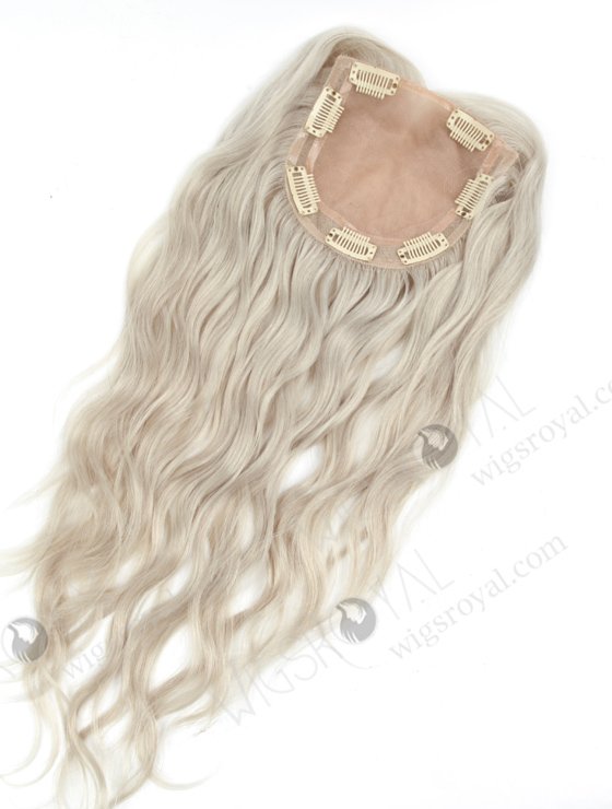 Platinum Gray Hair Pieces Toppers for Older Ladies Quality Real Hair | In Stock 5"*5.5" European Virgin Hair 14" Slight Wave Silver Color Silk Top Hair Topper-081-19275
