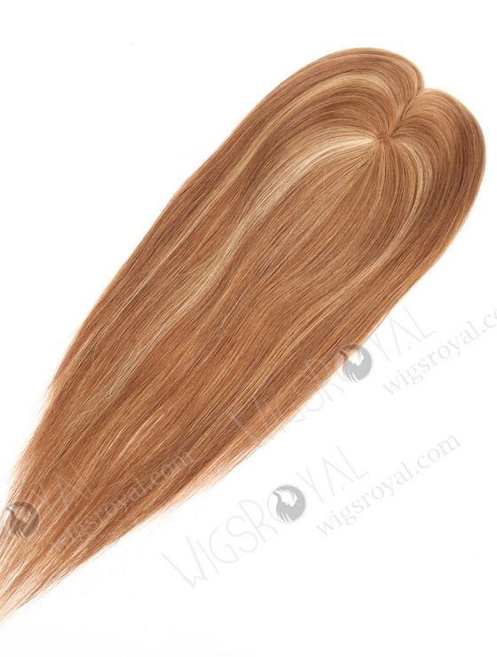 Beautiful Hair Pieces | Mono Top Human Hair Toppers with Highlights | In Stock 2.75"*5.25" European Virgin Hair 16" Straight Color 9#with 8/25# highlights Monofilament Hair Topper-090-19387