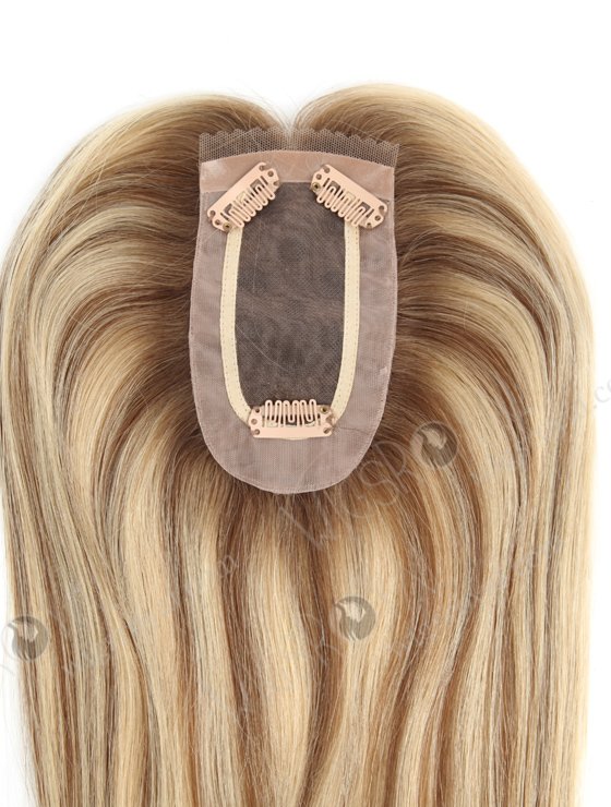 Mono Top Small Hair Toppers for Thinning Hair 16 Inch Blonde with Brown Lowlights Topper-093-19417
