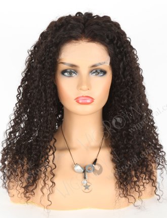 In Stock Brazilian Virgin Hair 20" Tight Curly Natural Color Lace Closure Wig CW-04008