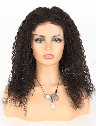 In Stock Brazilian Virgin Hair 18" Tight Curly Natural Color Lace Closure Wig CW-04007