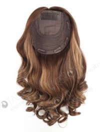 In Stock European Virgin Hair 18" Beach wave 3# with T3/8# Highlights 7"×7" Silk Top Wefted Topper-030