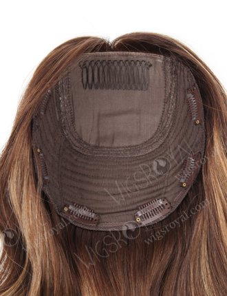 In Stock European Virgin Hair 18" Beach wave 3# with T3/8# Highlights 7"×7" Silk Top Wefted Topper-030