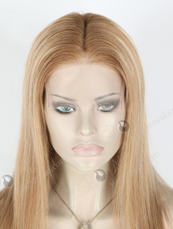 Fashion Bayalage Color 100% Human Hair Creamy Blonde Ash Highlights Lace Front Wig for Ladies WR-CLF-024-19749