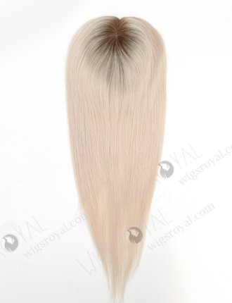 Luxury Best Quality Clip On Platinum Blonde Rooted Human Hair Topper 18 Inch Topper-044