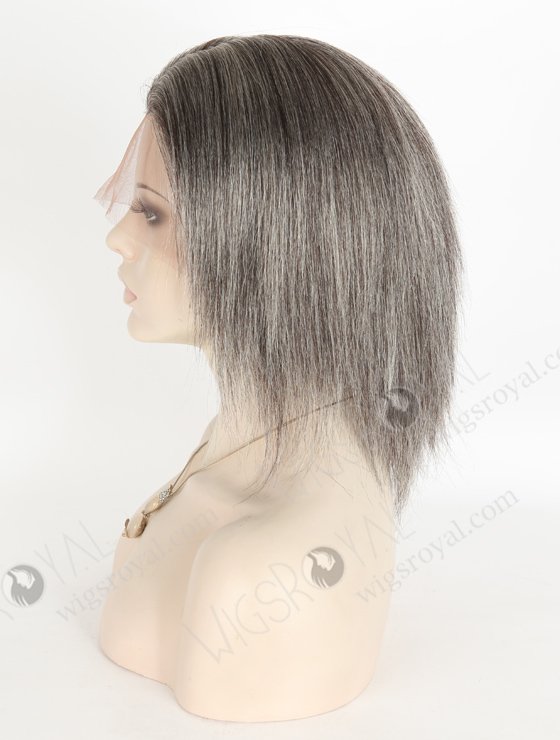 Grey Color Yaki Pure Mongolian Virgin Short Hair Full Lace Wig WR-LW-130-20973