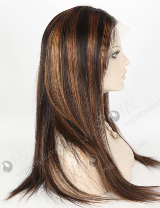 Natural Color Highlight Dark Brown Human Hair Straight Lace Front Wig WR-CLF-033