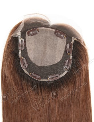 Double Draw Brown Color European Virgin Cuticles Silk Top Human Hair Women Toppers WR-TC-071